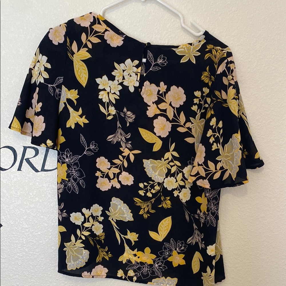 Floral Black and Yellow Women's Top